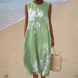 Amelie | Sage White-Floral Dress