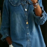 Selina | Denim Shirt with Peter Pan Collar