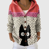 Tara | Pink Cat Polka-Dot Hoodie