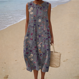 Mathilde | Grey Floral Midi Dress