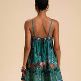 Solene | Green Animal-Print Strap Dress