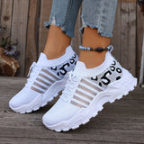 Mila | White Leopard-Trim Sneakers