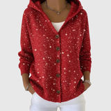 Bronte | Red Speckled Hooded Cardigan