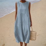 Louise | Sky Blue Sleeveless Midi Dress