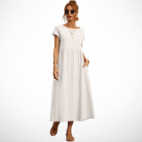 Colette | White Short-Sleeve Midi Dress