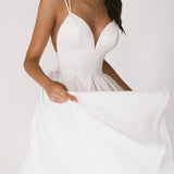 Elara | White Plunging V-Neck Maxi Dress