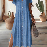 Jade | Denim Shirt Dress with Front Slit
