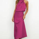 Violet | Magenta Halter Midi Dress