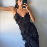 Eila | Red Ruffle Strap Maxi Dress