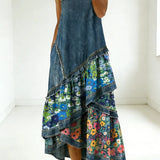 Léonie | Sleeveless Dress with Ruffles and Floral Pattern