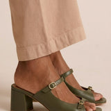 Odile | Gold Peep-Toe Block-Heel Sandals