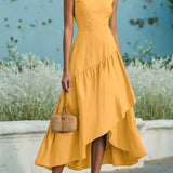 Berenice | Red Asymmetric High-Low Dress