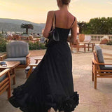 Elise | Pink Ruffle-Hem Strap Dress