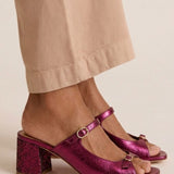 Odile | Gold Peep-Toe Block-Heel Sandals