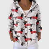 Naomi | White Dachshund Hooded Cardigan