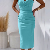 Aurora | Blue Strapless Fitted Midi Dress