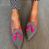 Betty | Check Pink-Tassel Flats