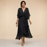 Emi | Red Wrap Flutter-Sleeve Dress
