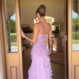 Adeline | Blush Pleated One-Shoulder Dress