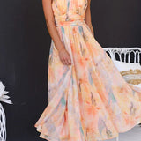 Elina | Pastel Floral Halter Midi Dress
