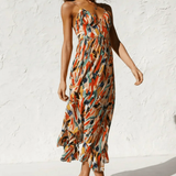 Eli | Orange Abstract Twist-Front Dress