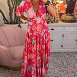 Coralie | Pink Floral Cut-Out Maxi Dress
