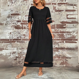Nadia | Black Sheer-Sleeve Maxi Dress