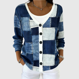 Stella | Blue Denim Patchwork Cardigan