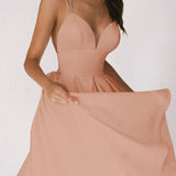 Elara | White Plunging V-Neck Maxi Dress