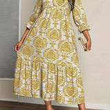 Molly | Cream Mosaic-Print Maxi Dress