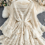 Rosalie | Ivory Crochet-Lace Tunic Dress