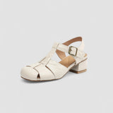 Eveline | Brown Woven Peep-Toe Pumps