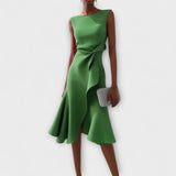 Darlene | Green Sculpted Midi Dress