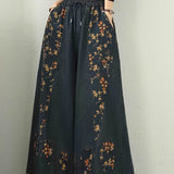 Sienna | Dark Blue Floral Wide-Leg Jeans