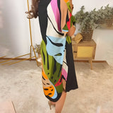 Riana | Black Multicolour Abstract Dress