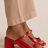 Odile | Gold Peep-Toe Block-Heel Sandals