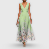 Madeline | Blue Floral V-Neck Maxi Dress