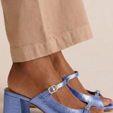 Odile | Gold Peep-Toe Block-Heel Sandals