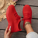Blanche | White Knit Lace-Up Sneakers