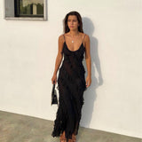 Eila | Red Ruffle Strap Maxi Dress
