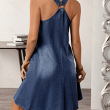 Thais | Blue Sleeveless A-Line Dress