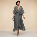 Emi | Red Wrap Flutter-Sleeve Dress