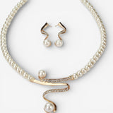 Natural Pearl Necklace + Earring Set