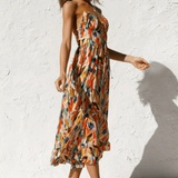 Eli | Orange Abstract Twist-Front Dress