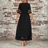 Nadia | Black Sheer-Sleeve Maxi Dress