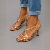 Severine | Gold Strappy Stiletto Sandals