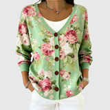 Thea | Green Pink-Rose Cardigan