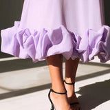 Elise | Pink Ruffle-Hem Strap Dress