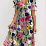 Matilda | Taupe Floral Wrap Midi Dress