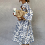 Delphine | Blue Botanical Tiered Dress